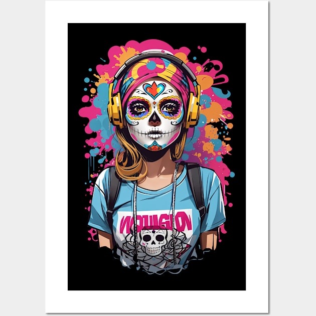 Dia de los Muertos Sugar Skull Girl Wall Art by SocietyTwentyThree